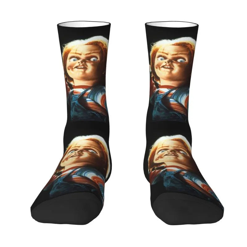 Chucky Childs Play Horror Movie Socks - Cute Printed Design - Women & Men Stretch Crew for All Seasons-9-Crew Socks-