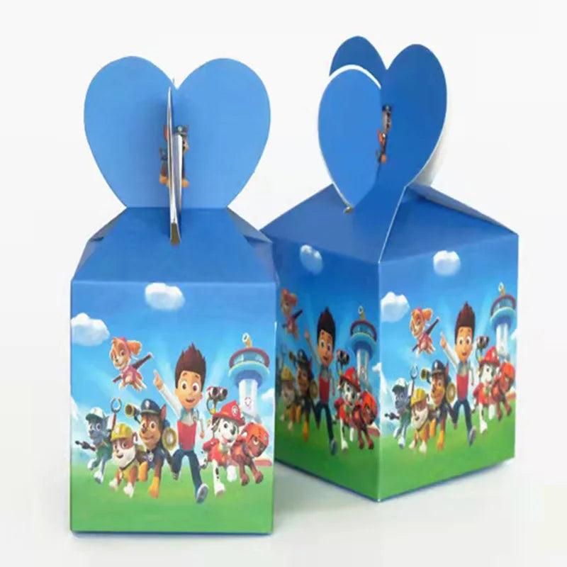 PAW Patrol Birthday Party Decoration Kids Toy Hat Gift - Aluminum Foil Balloon Disposable Tableware - New Banner Boy Event Supplies-Candy Box - 6pcs-