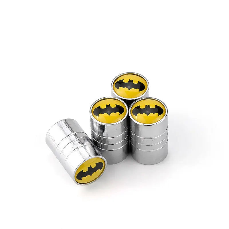 4Pcs DC Comics Batman Car Tire Valve Stems Cap Knurling Style Aluminum Tire Waterproof Valve Cap car Universal accessories gifts-