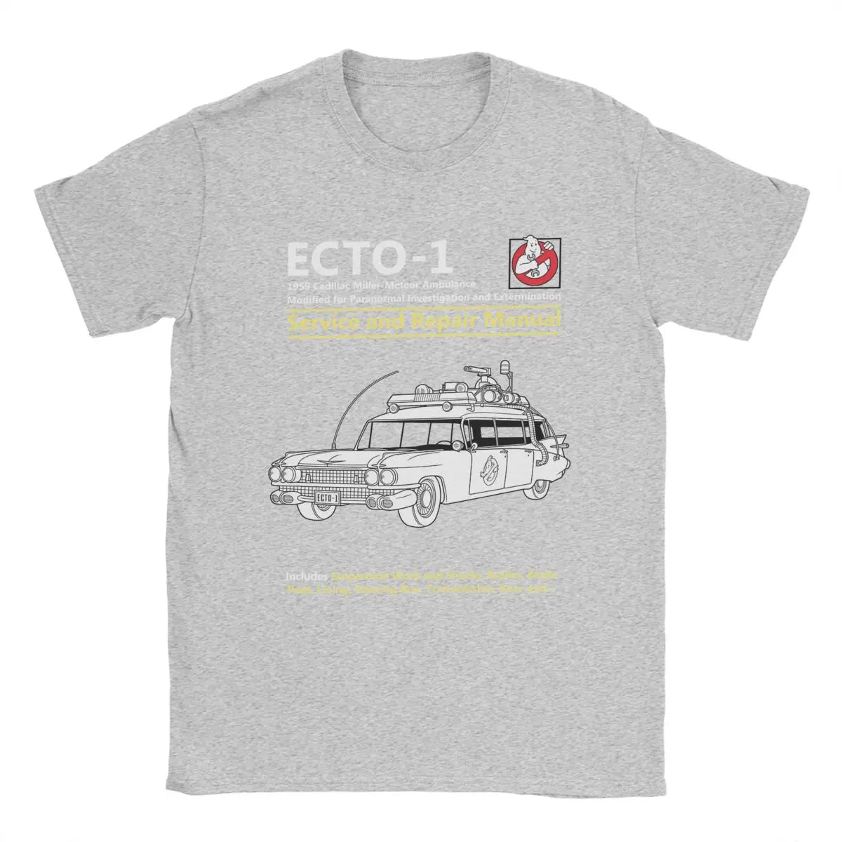 Ghostbusters ECTO-1 Manual T-Shirt - Cotton O-Neck Tee for Men Gift Idea Clothes-GRAY-6XL-