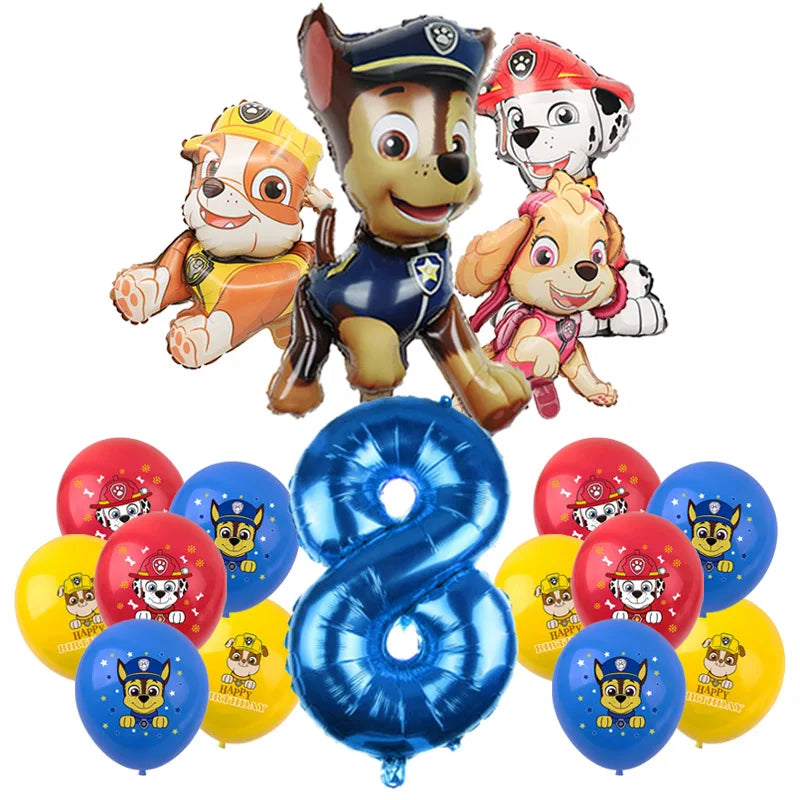 PAW Patrol Birthday Party Decoration Kids Toy Hat Gift - Aluminum Foil Balloon Disposable Tableware - New Banner Boy Event Supplies-Balloon Suit 8-17pcs-