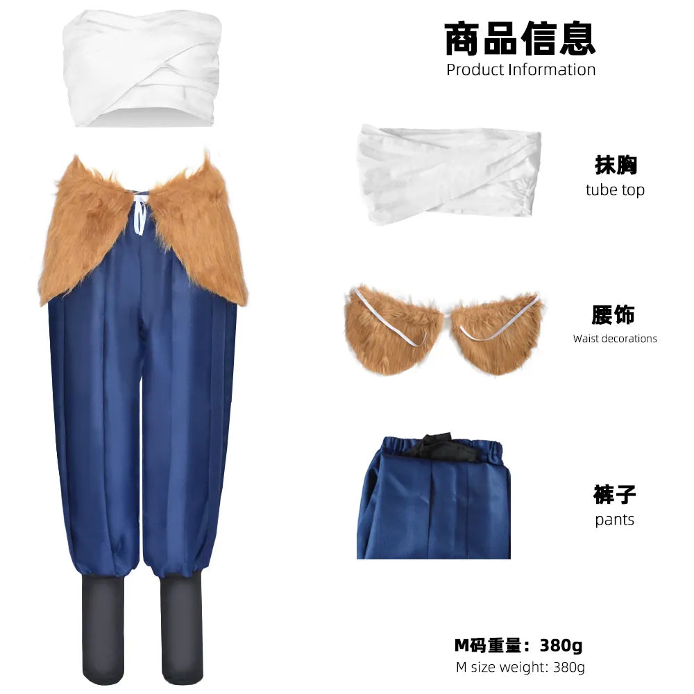 Anime Demon Slayer Hashibira Inosuke Cosplay Costume - Kimetsu No Yaiba Inosuke Uniform Comes with Wig, Pig Mask, and Halloween Outfit for Women-Set 1-XS-