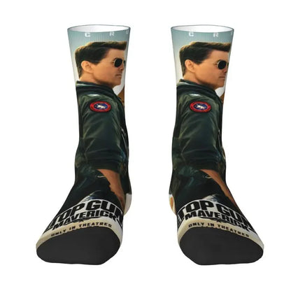 Top Gun Maverick Crew Socks - Men & Women Unisex American Action - Tom Cruise Movie Dress Socks for All Seasons-4-Fashion Socks-