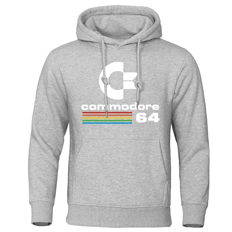 Commodore 64 Autumn Hoodie - Men's Streetwear-Gray-S-