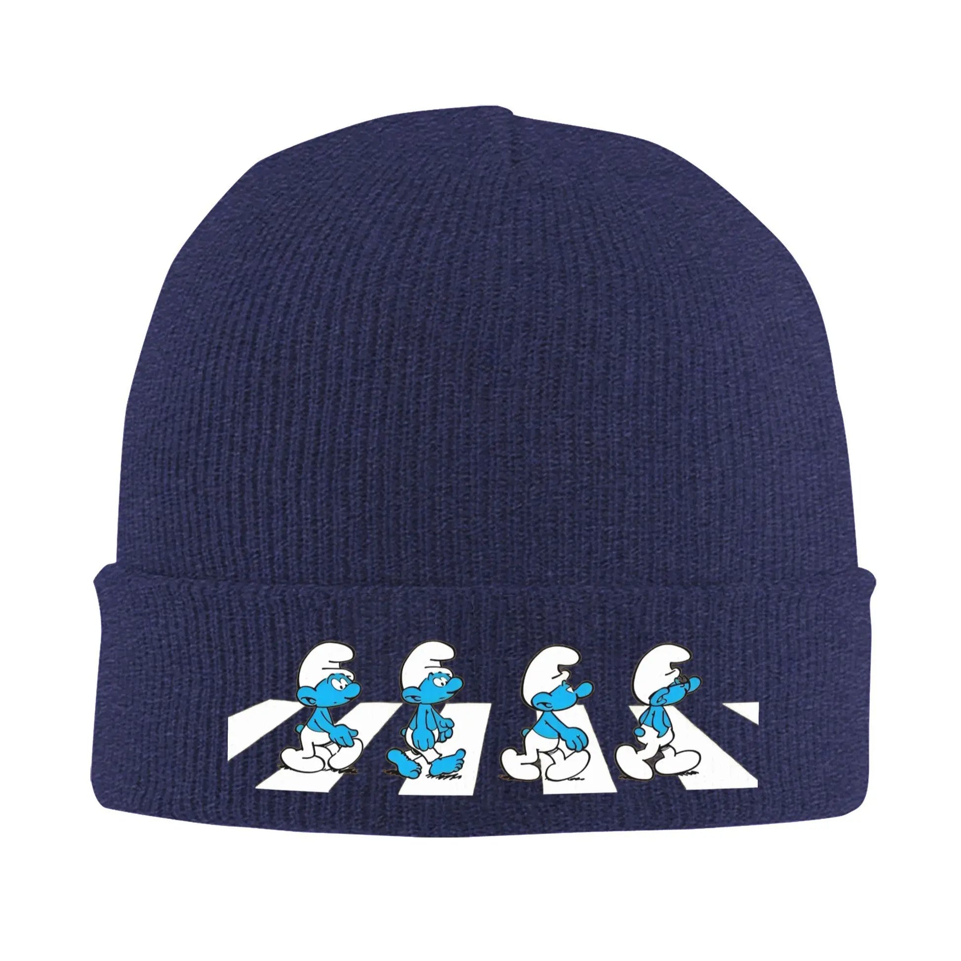 The Smurfs 90s Cartoon Beanie Hat - Warm Acrylic Knit Cap for Men Women, Retro Anime Winter Fashion Streetwear-Navy Blue-One Size-