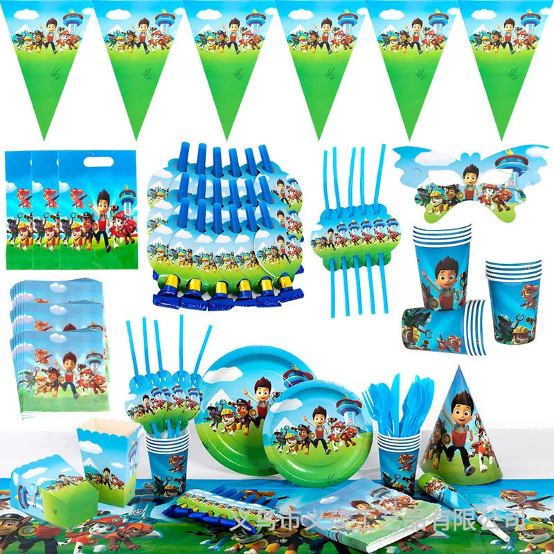 Paw Patrol Birthday Party Decorations Tableware Supplies Balloons Paper Party Plate Cup Napinks Gift Bag Baby Shower Kids Happy-