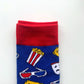 CHAOZHU Navy Cartoon Popcorn Socks - Creative Cotton Blend Long Crew - Autumn Winter Style-38 to 46-