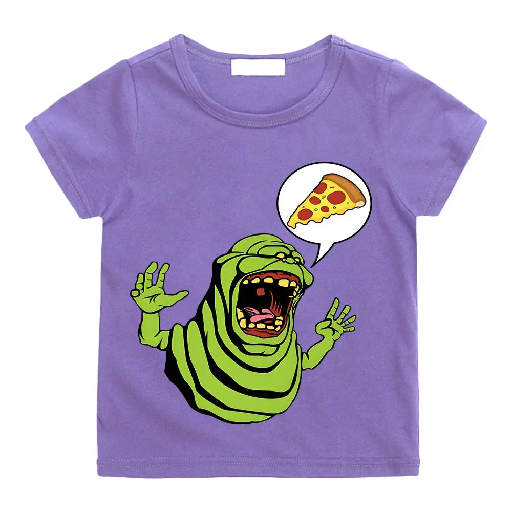 Ghostbusters Kids Cotton T-Shirt - Summer Casual Graphic Tee for Boys and Girls-purple-100-