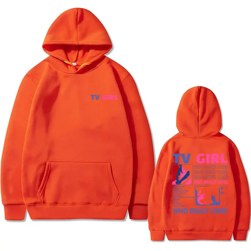 French Exit Hoodie - TV Girl Album Print - Oversized Gothic Sweatshirts for Men or Women-Orange-XXL-