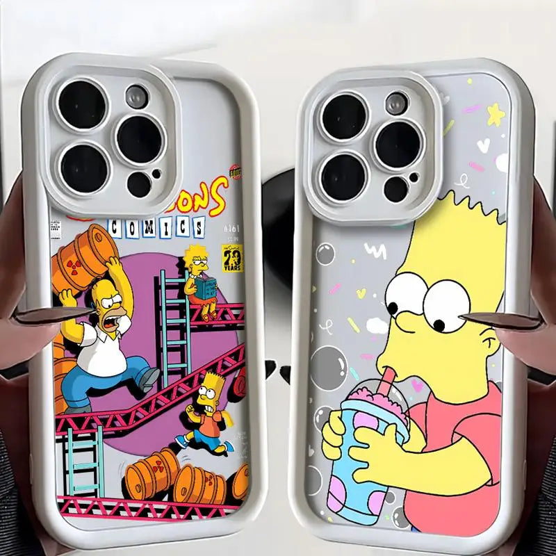 Simpsons Case for Apple iPhone 11 15 Pro Max 14 Plus 13 12 - Shockproof Protective Shell, Silicone Cover-