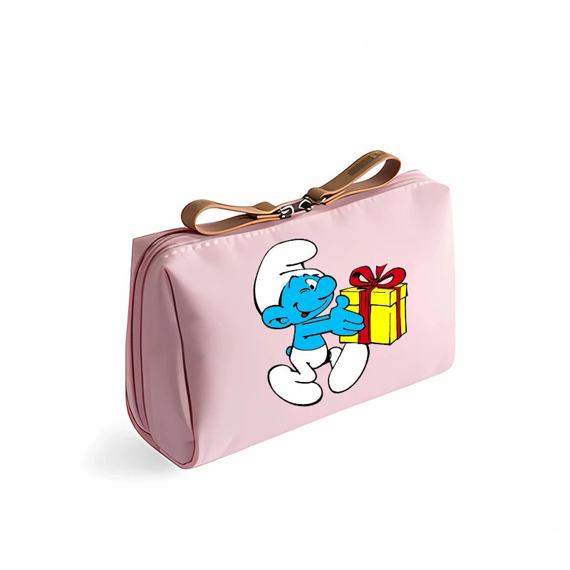 Smurfs Women's Cosmetic Makeup Bag - Cute Cartoon Print Portable Coin Purse, Teen Student Retro Office Gift-LJL 18-