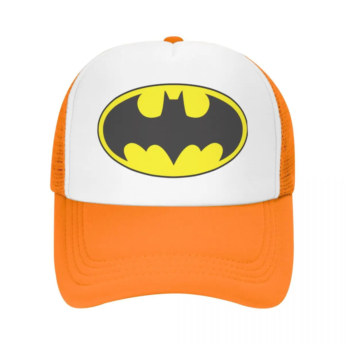 Bats Man Symbol Logo Trucker Cap Fitted Cartoon Dad Hat Trucker Worker Cap Racing Cap Snapback Caps Mesh Baseball Cap Summer-Orange-One Size-