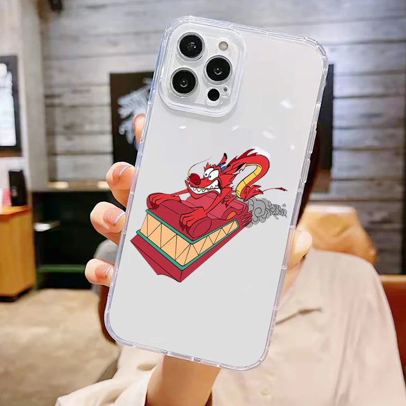 Disney Mulan Mushu Phone Case for iPhone 15 14 13 12 11 - Transparent Cover-A38Mtra03-iPhone XR-