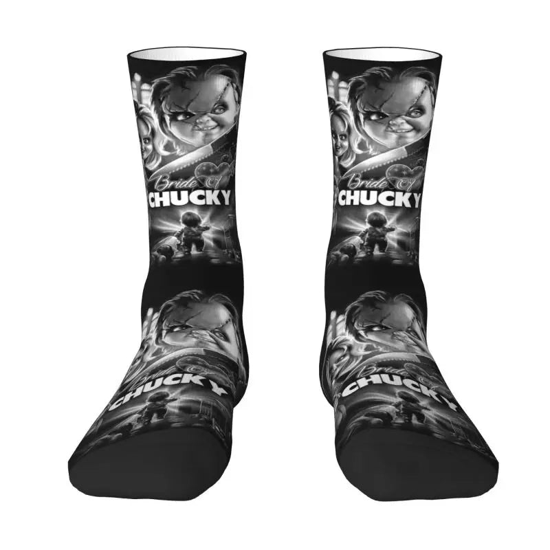 Chucky Childs Play Horror Movie Socks - Cute Printed Design - Women & Men Stretch Crew for All Seasons-5-Crew Socks-