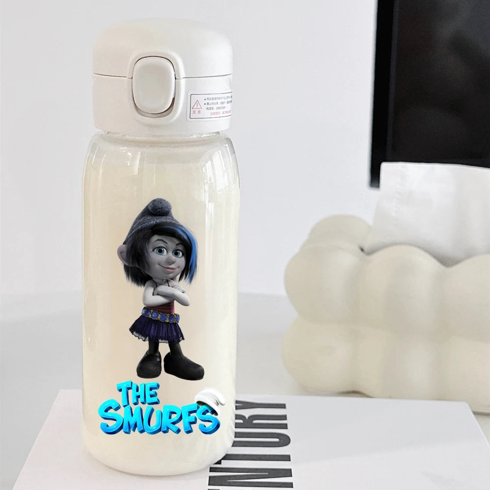 The Smurfs Straw Water Bottle - Large Capacity Cartoon Cup for Kids, Outdoor Sports, Portable Retro Anime Gift-37-600ML-