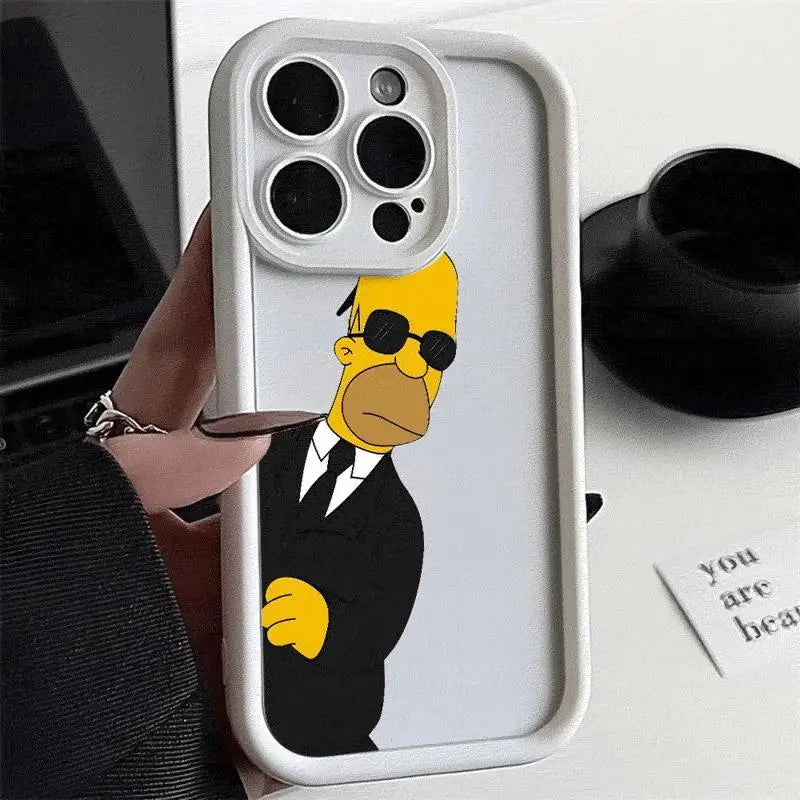 Funny Disney Simpsons Phone Case for iPhone 11 15 Pro Max 14 - Shockproof Silicone Funda Cover-UUAND01-for iPhone 11ProMax-