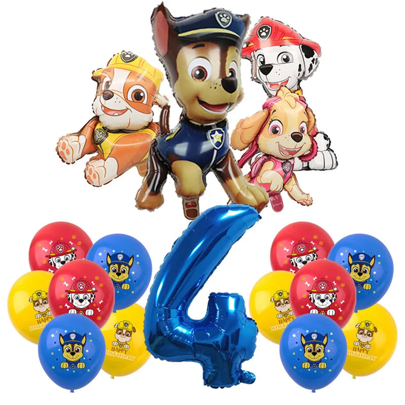 PAW Patrol Birthday Party Decoration Kids Toy Hat Gift - Aluminum Foil Balloon Disposable Tableware - New Banner Boy Event Supplies-Balloon Suit 4-17pcs-