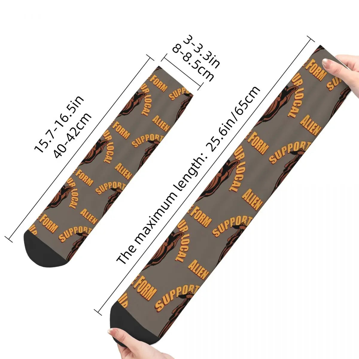 ALF TV Series Support Your Local Alien Socks - Men's Retro Hip Hop Seamless Crew - Unique Pattern Printed Gift-