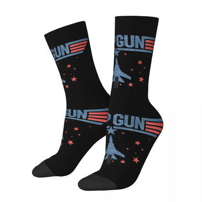 Top Gun Jet Blue & Red Movie Stars Socks - Men's & Women's Harajuku Fashion - Multi-Season Gifts-As Picture Show-One Size-