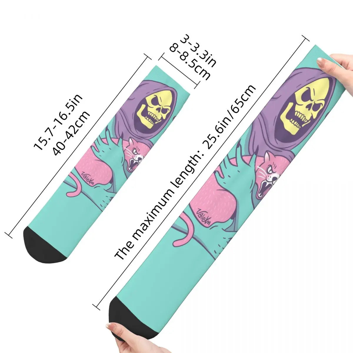 Retro Skeletor’s Cat Socks: Funny He-Man Battle Cat Anime Compression Socks for Casual Style - Perfect Gift Idea-WHITE-One Size-