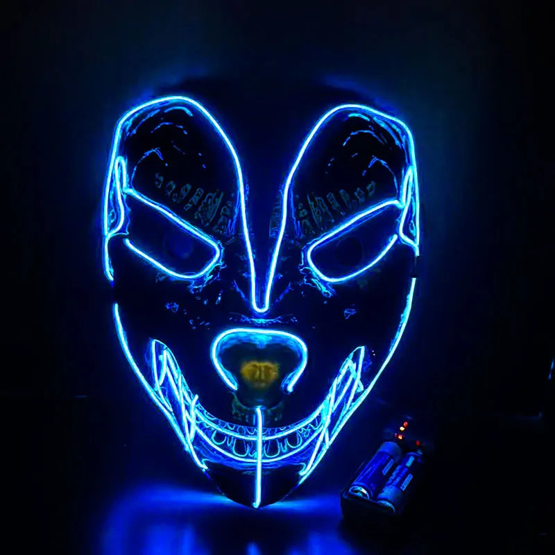 Hot Sale Halloween Glowing Face Mask - LED Fox Mask for Men and Women, Features Game Theme for Cosplay Party and Carnival Costume, Half Face Mask-12-