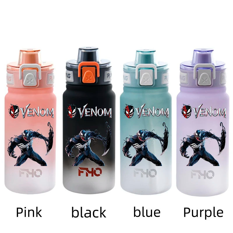 Marvel Venom Kettle - Portable Plastic Water Bottle - Animation Peripheral Spider-Man Drinking Cup for Students-dy10-Purple-