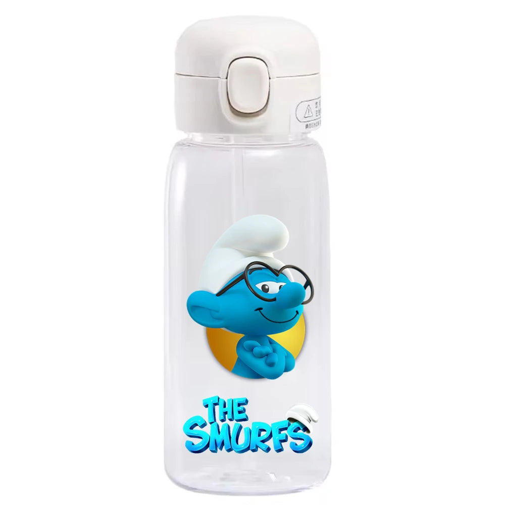 The Smurfs Straw Water Bottle - Large Capacity Cartoon Cup for Kids, Outdoor Sports, Portable Retro Anime Gift-