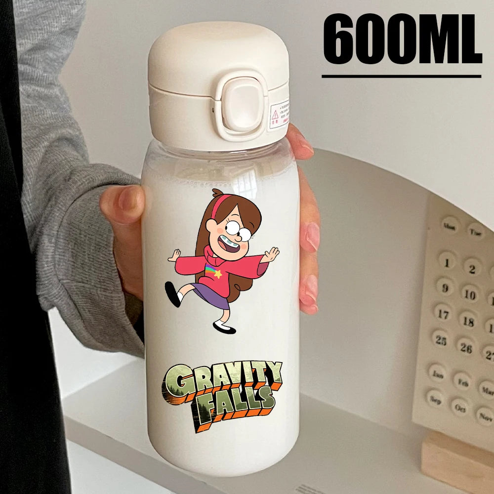 Disney Gravity Falls Water Bottle - 600ML Leak-Resistant Portable Drinking Cup - Transparent PC Design Featuring Dipper and Mabel-GDXZ-11-600ml-