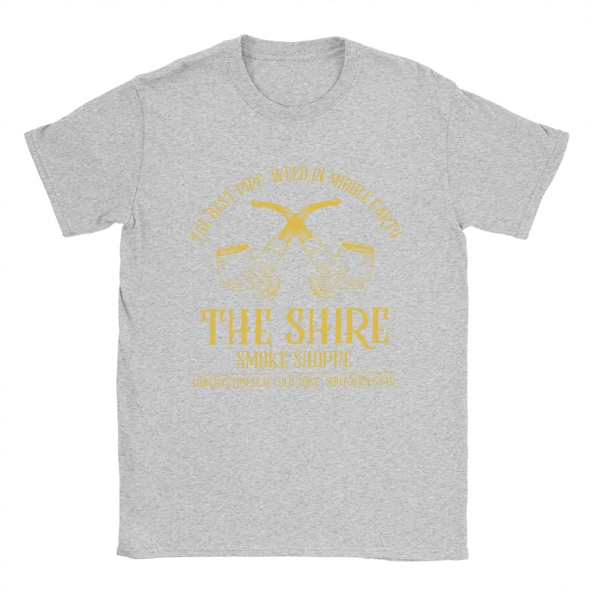 Men's T-Shirt - The Shire Smoke Shoppes - Lords of The Rings Tee - Cotton Short Sleeve Crewneck Plus Sizes-GRAY-6XL-