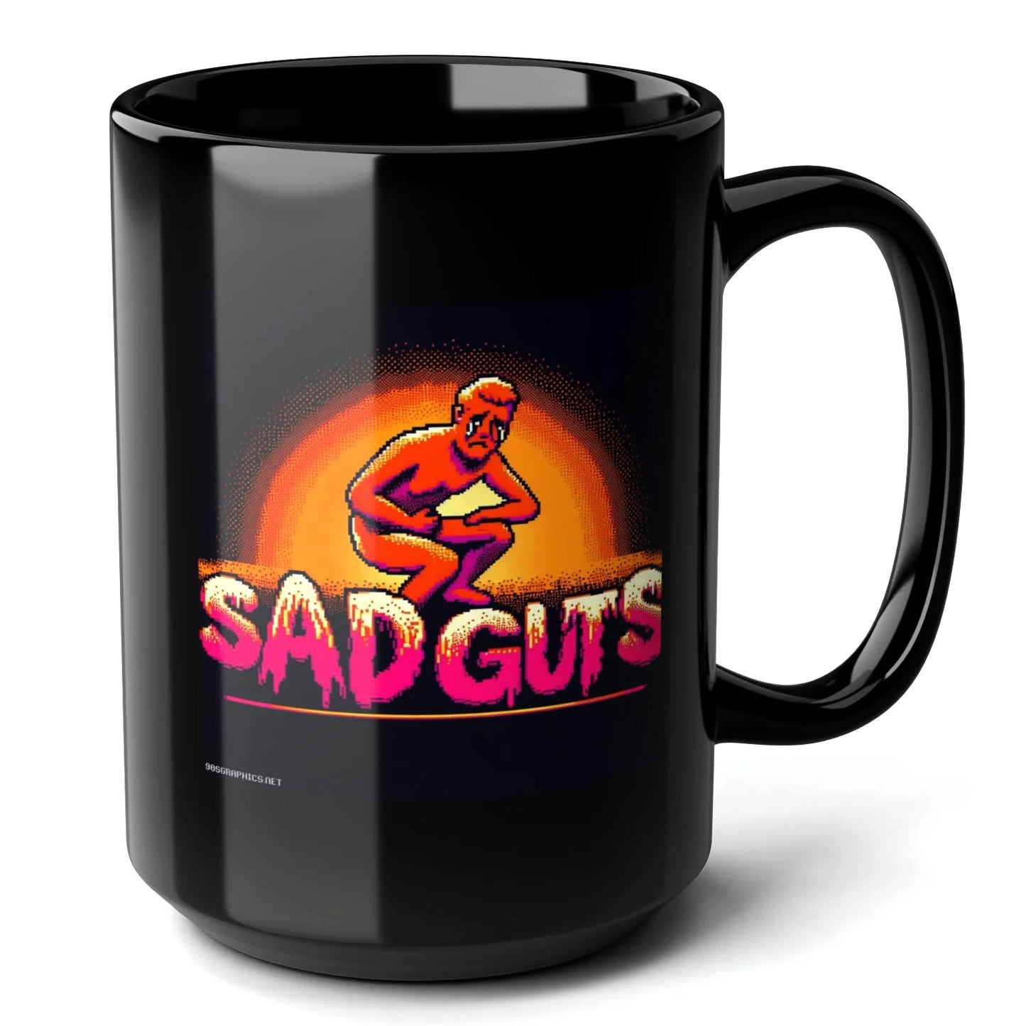 Sad Guts Black Mug (15oz) - stand up arcade games-15oz-