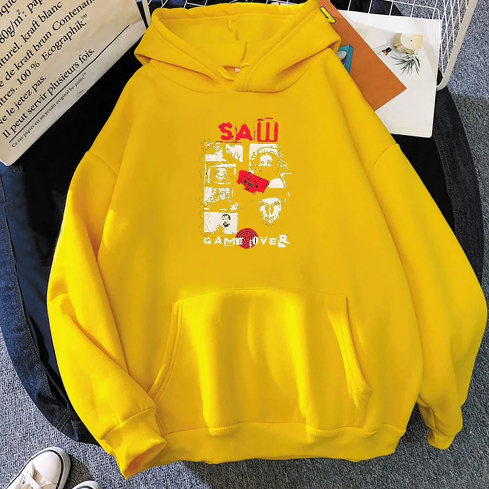 SAW Hoodie – Jigsaw Horror Graphic Sweatshirt for Hoodie Support Thriller Fans-yellow-XS-