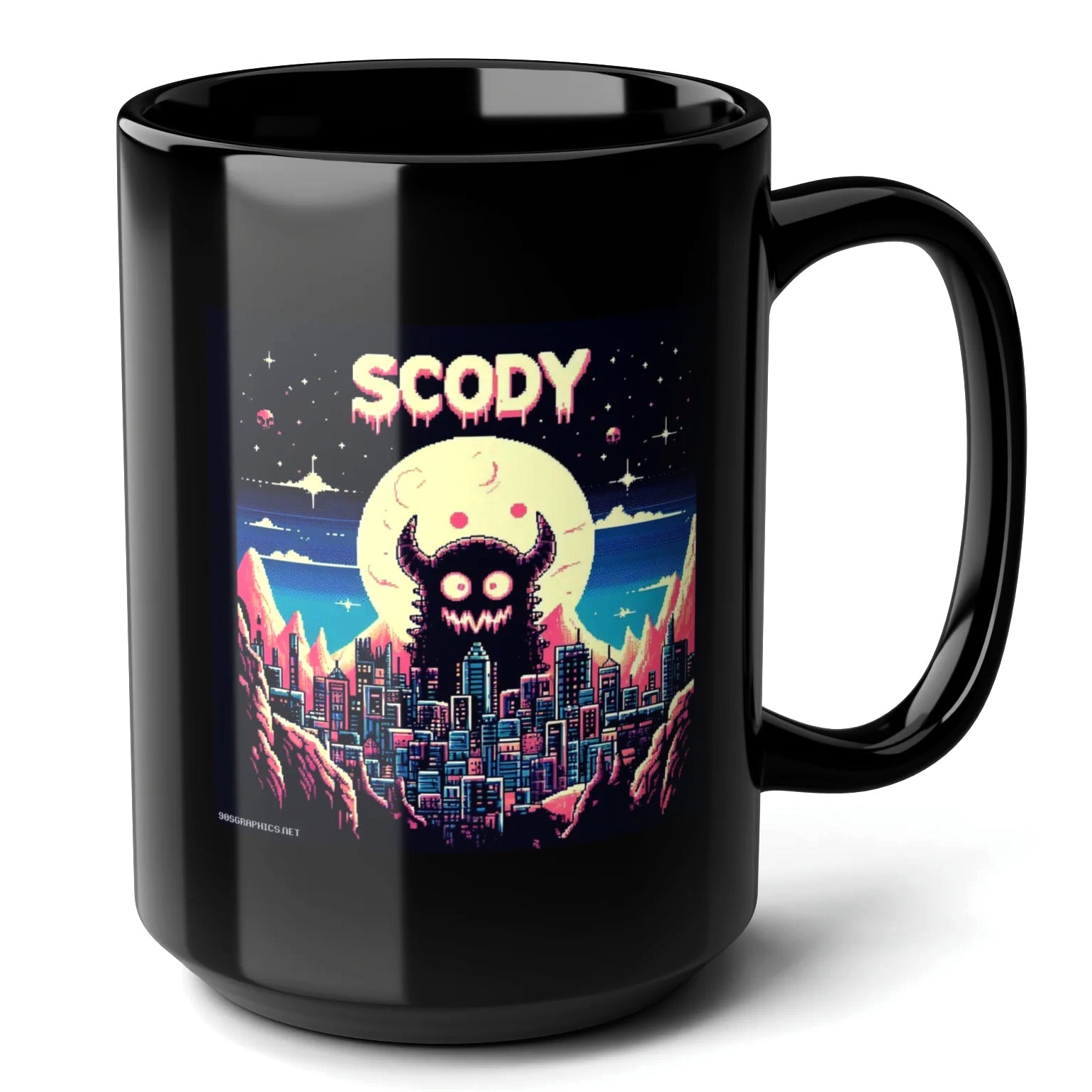 Scody Black Mug (15oz) - arcade games machines-15oz-