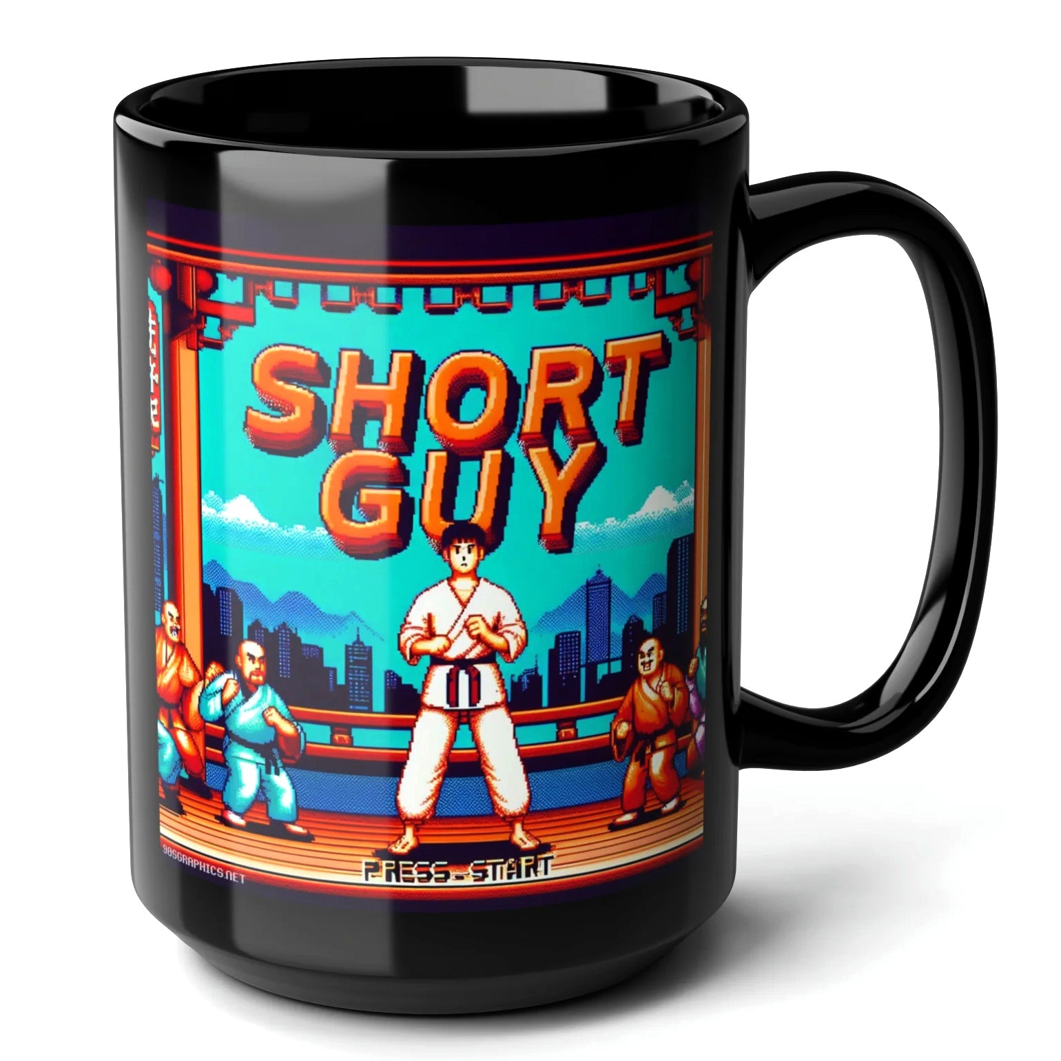 Short Guy Black Mug (15oz) - games in arcades-15oz-