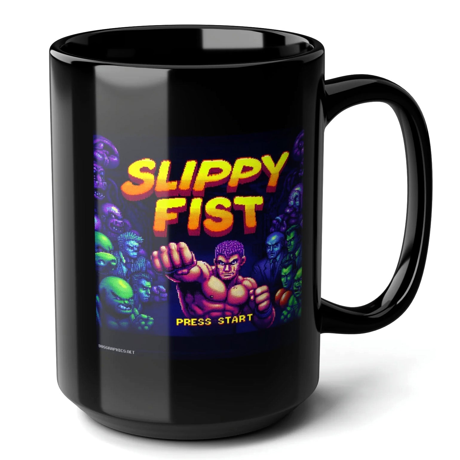 Slippy Fist Black Mug (15oz) - arcade games-15oz-