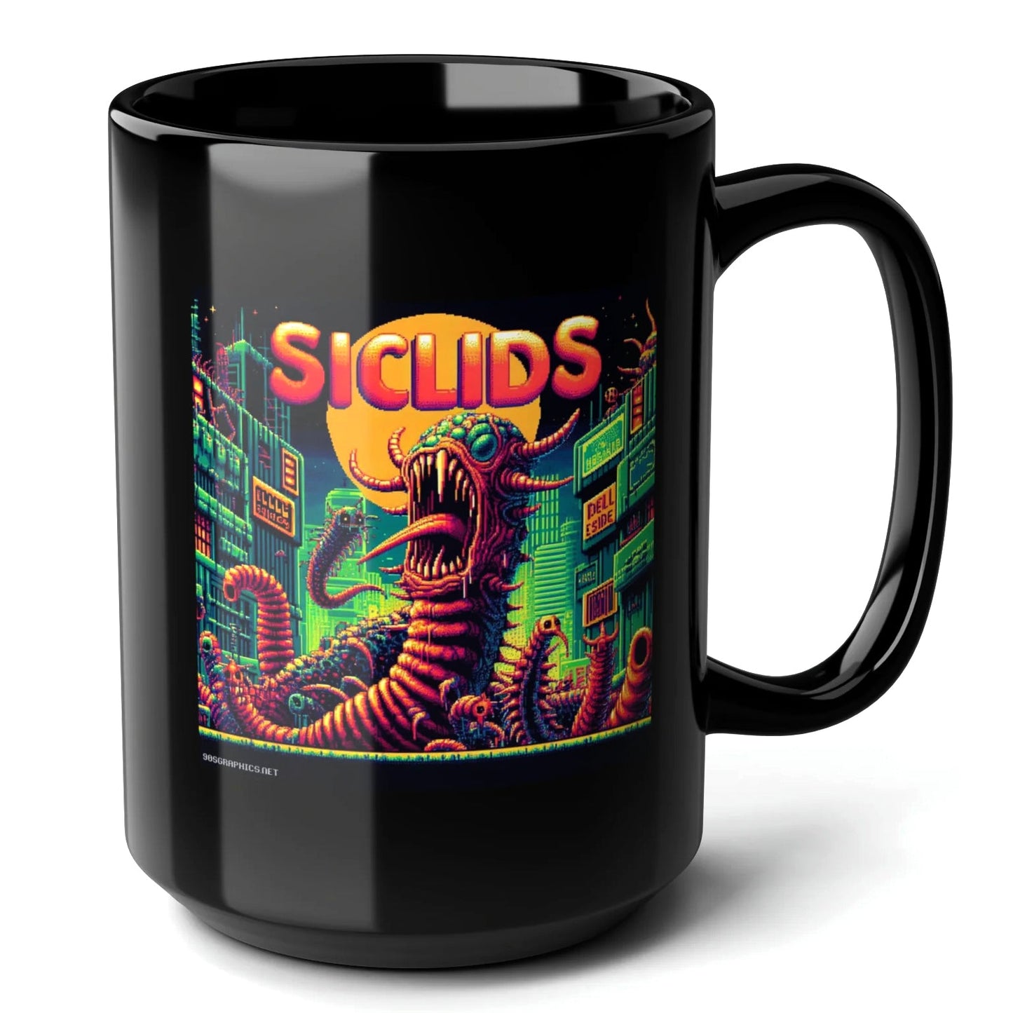 Siclids Black Mug (15oz) - awesome arcade games-15oz-