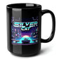 Silver Cat Black Mug (15oz) - best gifts for gamers-15oz-