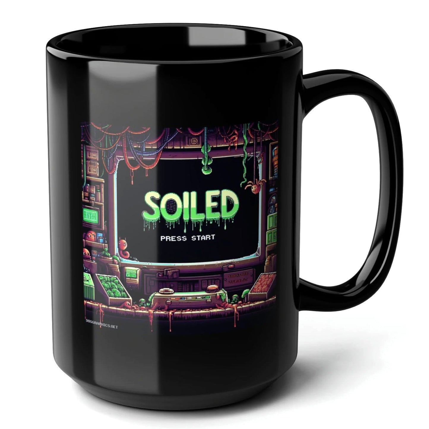 Soiled Black Mug (15oz) - video arcade games-15oz-