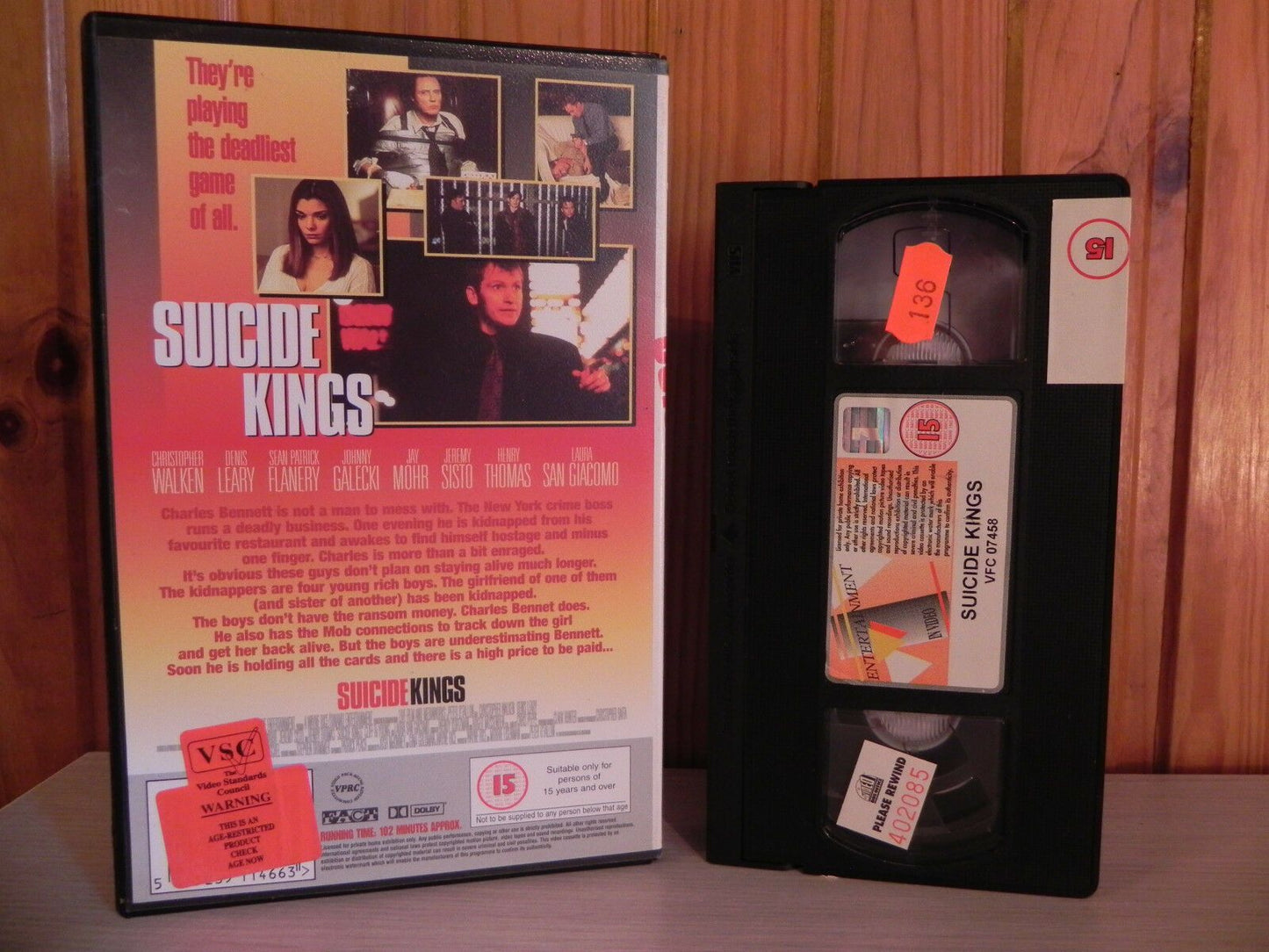 SUICIDE KINGS - Walken - Kidnap Action - 102 Mins - Big Box - Ex-Rental - VHS-