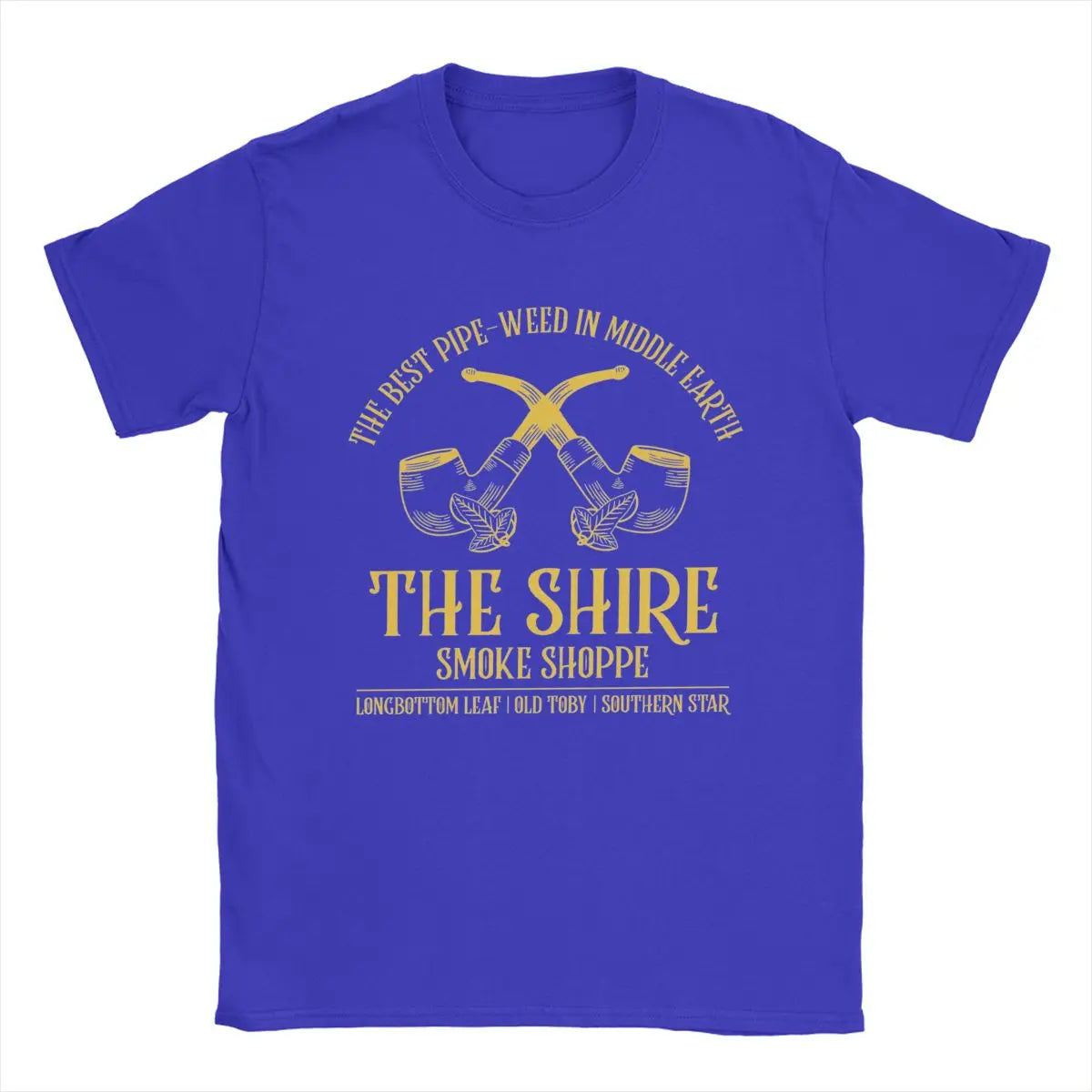 Men's T-Shirt - The Shire Smoke Shoppes - Lords of The Rings Tee - Cotton Short Sleeve Crewneck Plus Sizes-Blue-4XL-