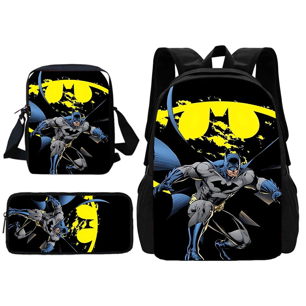 Super Hero B-BatmanS LOGO Child School Backpack With Shoulder Bag Pencil Bags School Bags for Boys Girls Best Gift-TZ-198HJJ9A7-