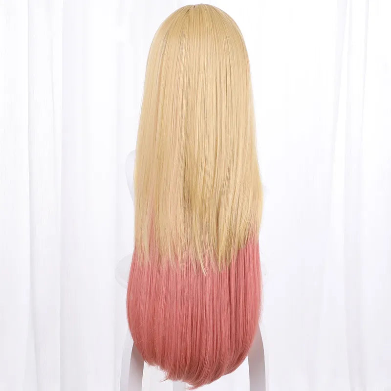 Anime My Dress-Up Darling Marin Kitagawa Cosplay Wig Yellow Pink Gradient Hair Long Straight Hair Kawaii Cute Halloween Carnival-