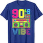 90s Vibe Funny Graphic Tee - Retro 1990s Style Fashion - Nineties Costume T-Shirt for Women & Men-Blue-L-