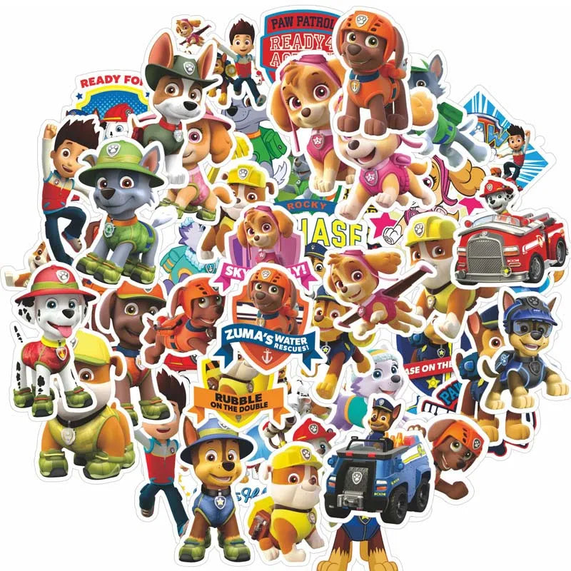 PAW Patrol Birthday Party Decoration Kids Toy Hat Gift - Aluminum Foil Balloon Disposable Tableware - New Banner Boy Event Supplies-Sticker - 50pcs-