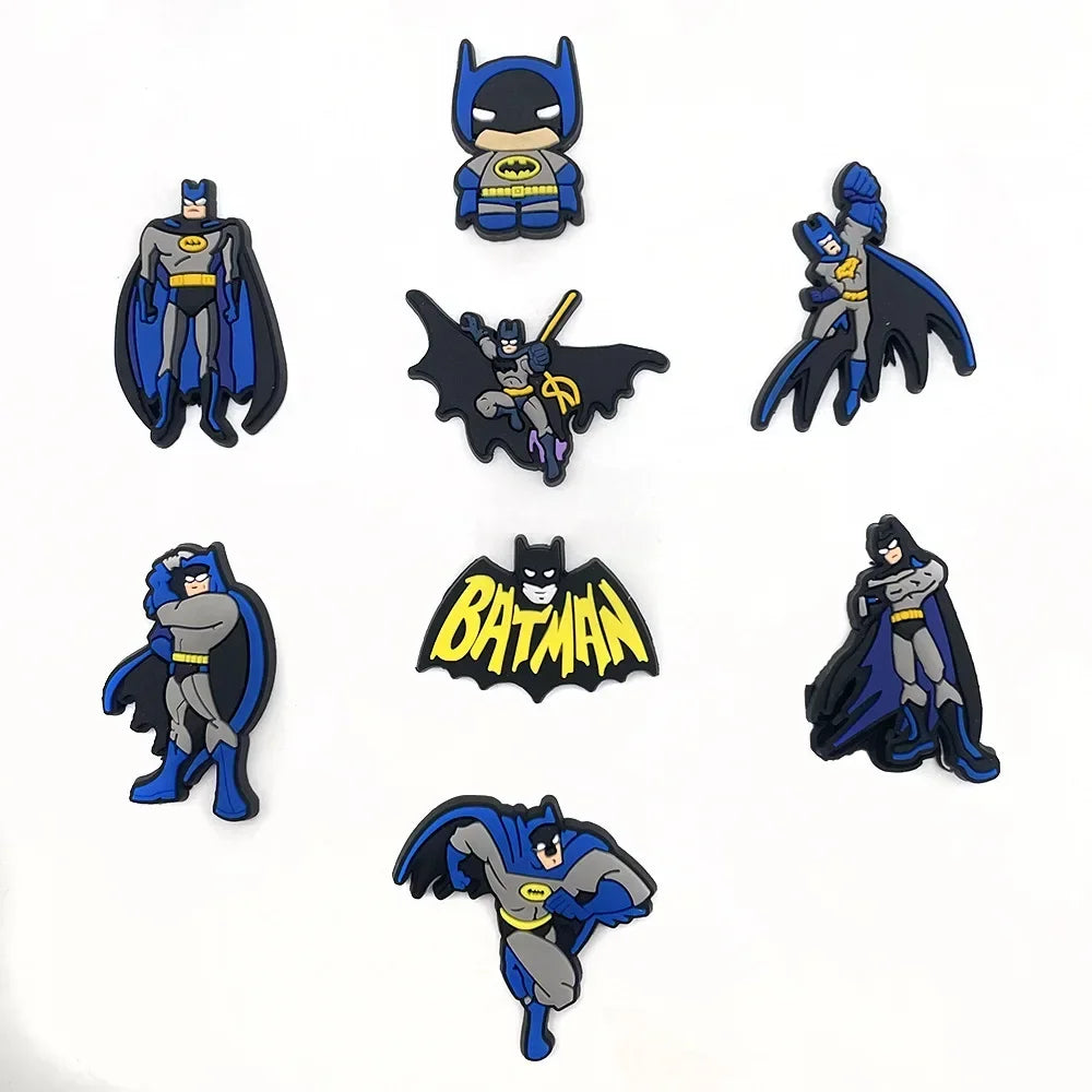 8Pcs Superheroes Batman Shoe Charms for Clogs Bubble Slides Sandals PVC Shoe Decorations Buckle Accessories for Kids-8pcs-