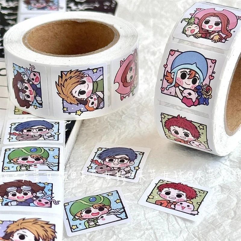 Digimon Adventure Roll Stickers - High-Value Cartoon Sealing Tape for DIY Fans & Gifts-1 volume 500 sticker-