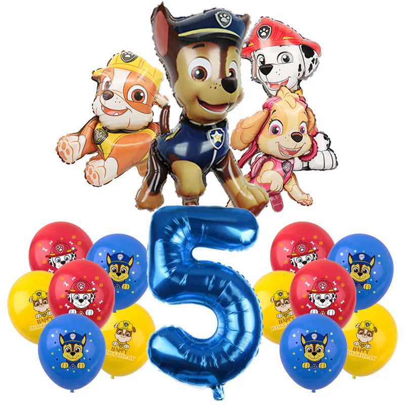 PAW Patrol Birthday Party Decoration Kids Toy Hat Gift - Aluminum Foil Balloon Disposable Tableware - New Banner Boy Event Supplies-Balloon Suit 5-17pcs-