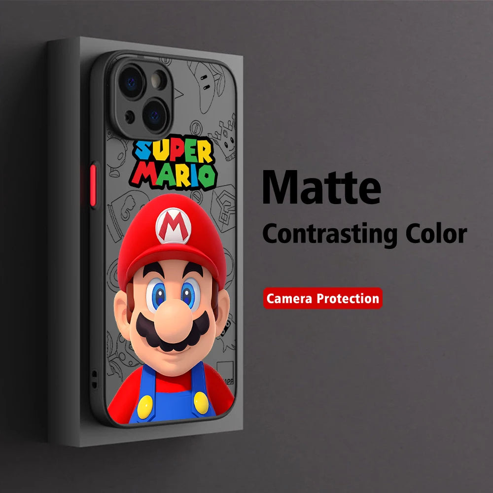 Super Mario Bros Game Phone Case for iPhone 15 14 13 12 11 - Matte Transparent Back Cover-FGHS-29cc24051561-For iphone 12 ProMax-