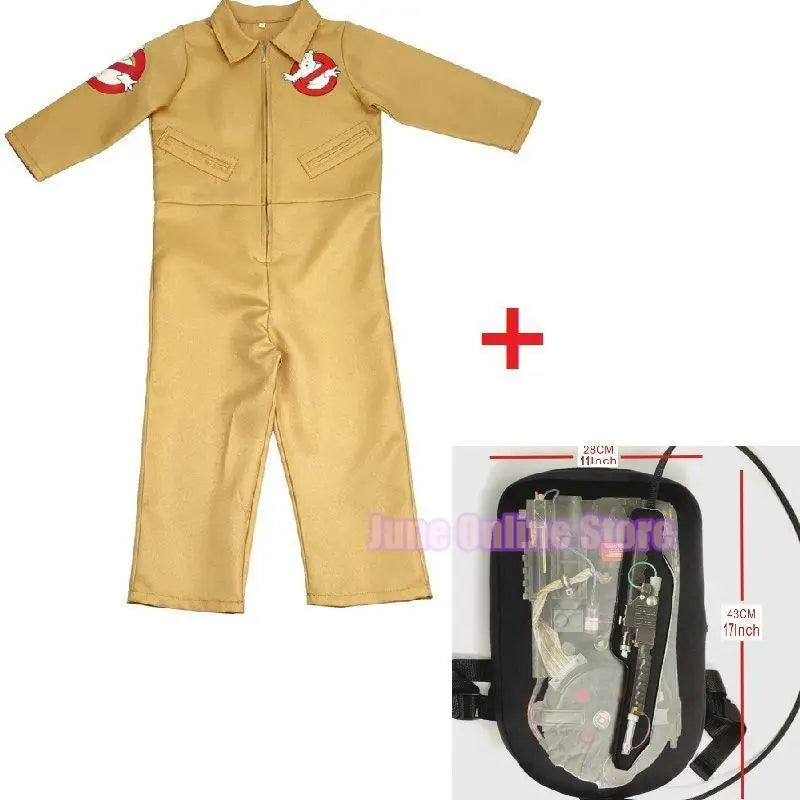 Ghostbusters Halloween Cosplay Jumpsuit - Movie Theme Costume for Kids and Adults (Ages 3-15)-