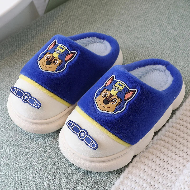 Paw Patrol Boys Girl Slippers Winter Kawaii - Warm Plush Home Indoor Slippers - Children's Non-Slip Baby Slippers Anime Cartoon Gift-Chase-Size 24-25 In 17cm-