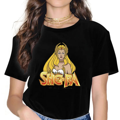 She-Ra Girl Power Harajuku T-Shirt: Anime Graphic O-Neck for Women - Gift For Girlfriend - Retro Cartoon Fan Present-black-XL-